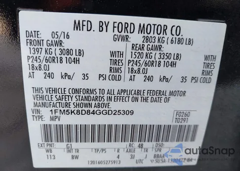 2016 Ford Explorer Xlt z USA, uszkodzony, nr VIN 1FM5K8D84GGD25309